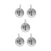Antiqued silver letter I charms, five round pewter discs with loops laid out on white