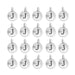 Antiqued silver letter J charms laid out in a grid of four rows of five round pewter charms with loops
