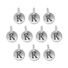 Antiqued Silver Letter K Charm Set (10 Pack, 17x12mm)