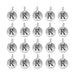 Antiqued silver letter K charms, twenty round pewter charms arranged in four rows of five