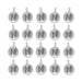 Antiqued silver letter N charms arranged in a grid of four rows with five round pewter charms each