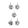Antiqued Silver Letter Q Charm Set (5 Pack, 17x12mm)