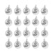 Antiqued silver letter S charms arranged in four rows of five, each a round pewter disc with a loop