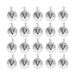 Antiqued silver letter V charms, round pewter discs with loops, arranged in a grid of four rows
