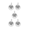 Antiqued Silver Letter W Charm Set (5 Pack, 17x12mm)