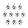 Antiqued Silver Letter X Charm Set (10 Pack, 17x12mm)