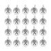 Antiqued silver letter X charms, 20 round pewter charms with loops arranged in a grid of four rows