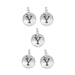 Antiqued silver letter Y charms, five round pewter charms with loops shown on white