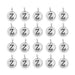 Antiqued silver letter Z charms arranged in a grid of four rows with five round charms each