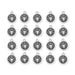 Antiqued silver Taurus zodiac charms with bull head design, 20 round pewter charms arranged in four rows