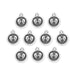 Antiqued silver Gemini zodiac charms, ten round pewter charms with twin profile faces arranged in rows
