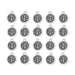 Antiqued silver Libra zodiac charms with scales design, twenty round pewter charms arranged in four rows
