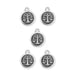 Antiqued silver Libra zodiac charms, five round pewter pendants with scales design and top loop