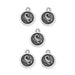 Five antiqued silver Scorpio zodiac charms with a scorpion design on round pewter discs