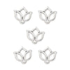 Antiqued Silver Open Lotus Charm Set (5 Pack, 13x15mm)