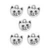Antiqued Silver Whiskers Cat Face Charm Set (5 Pack, 14x14mm)