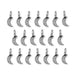 Antiqued pewter crescent moon charms, 20 textured charms with loops arranged in three rows