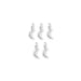 Shiny silver crescent moon charms, five pewter charms with hammered texture and loops arranged on white