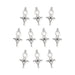 Antiqued silver Tuareg cross pendants, ten pieces laid out in rows showing the open ring top and diamond shape