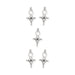 Antiqued silver Tuareg cross pendants, five pieces arranged in a group on white