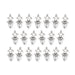 Antiqued silver Tuareg motif pendants arranged in three rows, showing the front of each zinc alloy charm