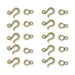 Antiqued brass hammered hook and eye clasp sets, ten hooks and ten eyes arranged in two columns