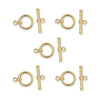 24K Gold Plated Fancy Bar & Ring Toggle Clasp Sets (5 Pack, 12mm)