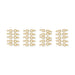 24K gold plated beaded hook and eye clasp sets arranged in four groups of five pairs on white