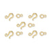 24K gold plated hammered hook and eye clasp sets, five hooks and five eyes laid out on white