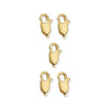 24K Gold Plated Brass Lobster Clasp Set (5 Pack, 10mm)
