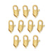 Ten 24K gold plated brass lobster clasps, 14mm, arranged in rows on a white background