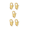 24K Gold Plated Brass Lobster Clasp Set (5 Pack, 14mm)