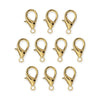 24K Gold Plated Zinc Alloy Lobster Clasp Set (10 Pack, 12x23mm)