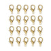 24K gold plated zinc alloy lobster clasps, 20 clasps arranged in four rows of five