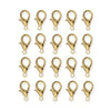24K Gold Plated Zinc Alloy Lobster Clasp Set (20 Pack, 12x23mm)