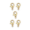 24K Gold Plated Zinc Alloy Lobster Clasp Set (5 Pack, 5x10mm)