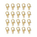 24K gold plated zinc alloy lobster clasps arranged in four rows of five, 20 clasps in total