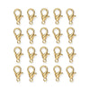24K Gold Plated Zinc Alloy Lobster Clasp Set (20 Pack, 6x12mm)