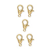 24K Gold Plated Zinc Alloy Lobster Clasp Set (5 Pack, 6x12mm)