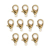 24K Gold Plated Zinc Alloy Lobster Clasp Set (10 Pack, 8x15mm)