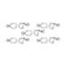 Antiqued silver vine hook and eye clasp sets, five pairs laid out in rows