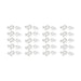 White bronze hammered hook and eye clasp sets arranged in four columns of five sets on a white background