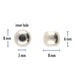 Antiqued silver magnetic ball clasp size diagram: 8mm wide, 6mm tall, 3mm inner hole