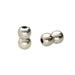 Two antiqued silver magnetic ball clasps, one joined and one standing, showing the hole in the end