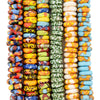 6 Strand Bundle: Fused Rondelle Recycled Glass Beads