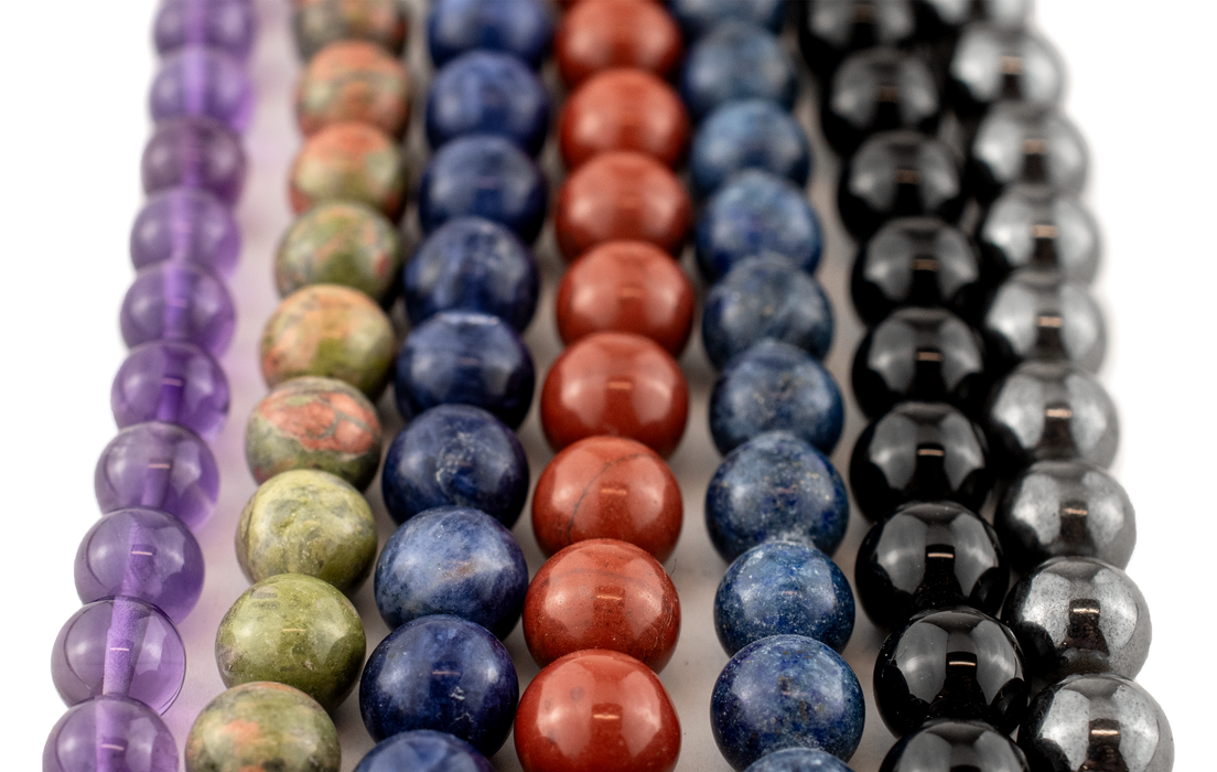 7 Strand Bundle: Round Gemstone Beads (8mm)