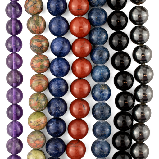 7 Strand Bundle: Round Gemstone Beads (8mm)