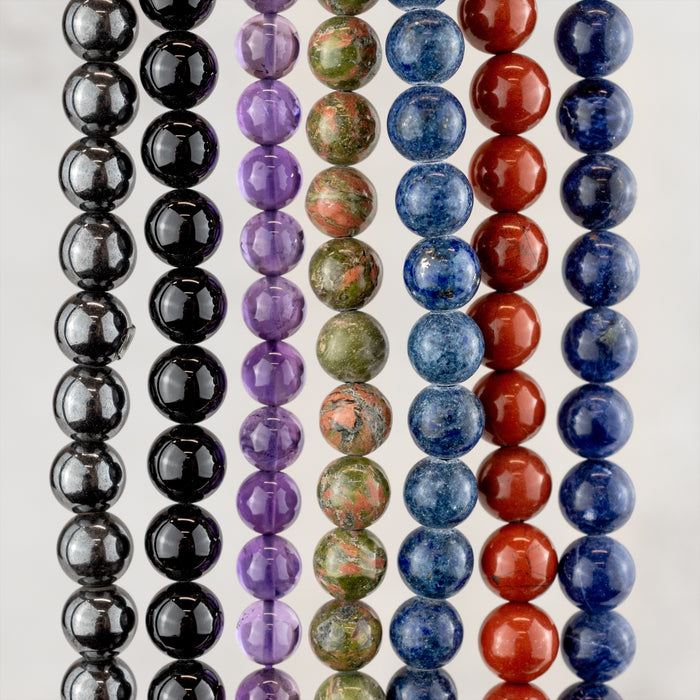 7 Strand Bundle: Round Gemstone Beads (8mm)