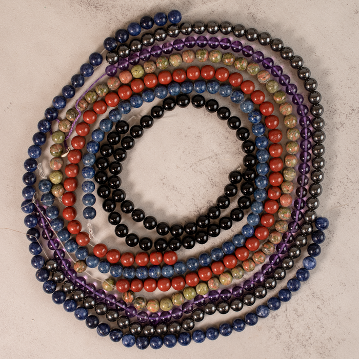 7 Strand Bundle: Round Gemstone Beads (8mm)