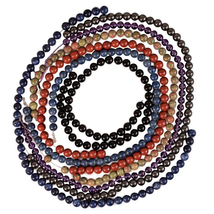 7 Strand Bundle: Round Gemstone Beads (8mm)